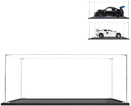 BOOVAX Acryl Vitrine für Lego 42176/10337, Klar Schaukasten für [Porsche-GT4/Lamborghini-Countach], 40x20x15cm | 2mm