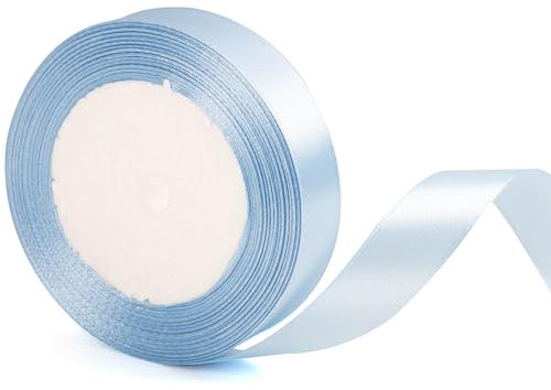 20mm Wide Baby Blue Ribbon for Gift Wrapping - 22m Light Blue Satin Ribbon for Presents, Florist, Bouquet, Cake, Hair Bow, Crafting, Wedding, Car Decoration