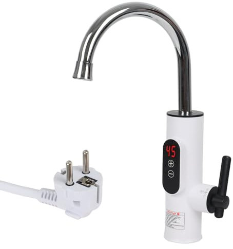 Elektrisch Wasserhahn mit Durchlauferhitzer,CEIEVER Elektrische Heizung Wasserhahn Einstellbare Temperatur 30-55℃ Wasserhahn Küche 230V Elektrischer Wasserhahn Edelstahl für Küche