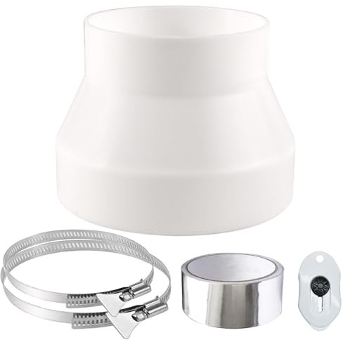 URHRHU Reduzierstück für Dunstabzugshaube Rundrohr Adapter 150mm auf 125mm mit 2 Edelstahl Schlauchschellen Abluftschlauch Adapter für Lüftung Rundrohr Lüftungskanal