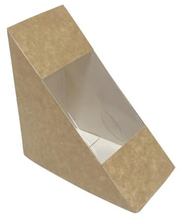 Fiesta Recyclable Deep Sandwich Wedge with PET Window (Pack 500) | Large front display panel showcases freshness to drive impulse food-to-go sales in cafes and catering environments.
