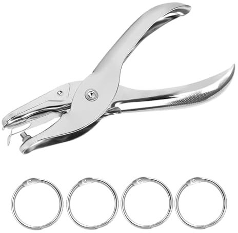 SWYSGS Einzellochstanze, 3mm Rundloch Lochzange, Metall Stanzzange, für Papier, Fotos, Grußkarten, Karten，4 Stück Bücher Ringe, Äußerer Durchmesser 20 mm