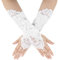 Psyqtsuary Lange Handschuhe Damen Spitzenhandschuhe Fingerlose Satin Opernhandschuhe für Weihnachten Halloween Party Hochzeit Braut Kostüm Oper Abend