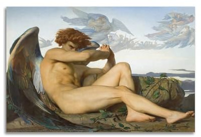 LUEXUHEY Kunstdruck auf Leinwand, Motiv: Fallen Angel von Alexandre Cabanel, Vintage-Poster für Wohnzimmer, Schlafzimmer, moderne Heimdekoration, Geschenk, 30 x 45 cm, ungerahmter Stil