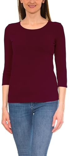 Alkato Damen Shirt 3/4 Arm mit Rundhals, Farbe: Weinrot, Größe: 3XL