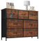 Sweetcrispy Kommode mit Stoff-Schubladen, Sideboard mit 7 Stoff-Schubladen, Schubladenschrank, Organisationsmöbel für Küche, Büro, Flur, TV-Schrank mit Schubladen, Rustikales Braun