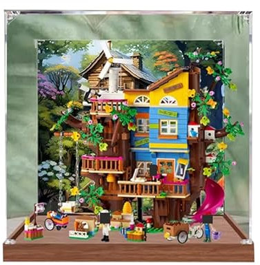 HCAEIOFJ Lego Friends 41703 Vitrine en acrylique transparent pour cabane d'amitié (vitrine uniquement) (fond en bois + fond)