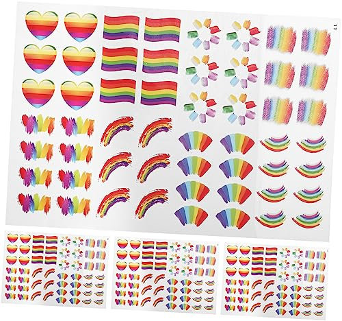 FOMIYES 4sheets Rainbow Pride Face Stickers Self Adhesive for Party Craft Scrapbooking Decorations