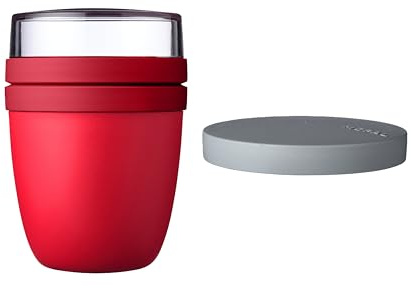 Mepal - Lunchpot Switch Ellipse - mach aus deinem Lunchpot einen Snackpot - Praktischer Müslibecher - Geeignet für Tiefkühler, Mikrowelle & Spülmachine - Campus Red