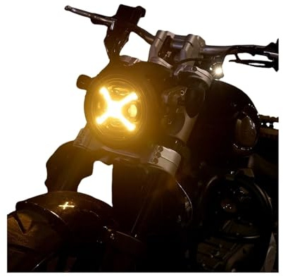 5,75 Zoll Motorrad-LED-Scheinwerfer, rauchige Farbe, X-Stil, gelbes DRL-Fern-/Abblendlicht, Kompatibel Für Harley 883 1200 Indian Scout Triumph Bobber usw.