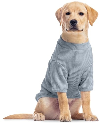 Dünner Hunderpullover für große Hunde – Leichter Rippstrick Hunde T-Shirt für Border Collie, Australian Shepherd & Labrador, Alltagspullover, Elastisch & Weich Hundeshirt, Himmelsblau XL