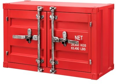 Container-Schrank GLOBETROTTER - 80cm - rot - Metall mit Stauraum