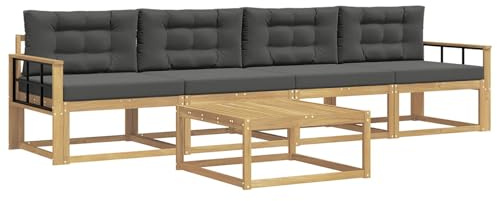 vidaXL Outdoor-Sofagarnitur mit Kissen 4 pcs Weiß und Anthrazit, Outdoor-Sofa-Set, modernes Gartenmöbel, modulare Sitzgruppe für Komfortables Entspannen im Freien