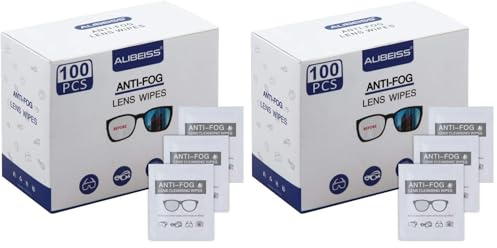Alibeiss Anti Fog Wipes for Glasses Pre-Moistened Anti-Fog len Wipes,6 X 5, Pack of 200