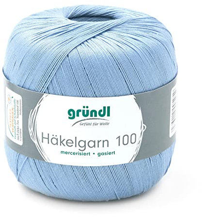 Gründl Häkelgarn 100 Garn, Wool, Jeansblau, 566 m