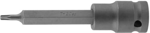 SW-Stahl Kraft-Bit-Einsatz 1/2 Zoll, T20 x 100 mm, Schlagschrauberfest | Lange Impact-Steckschlüssel-Nuss mit T-Profil - Aus brüniertem Chrom-Vanadium-Sonderstahl - Premium Produktqualität