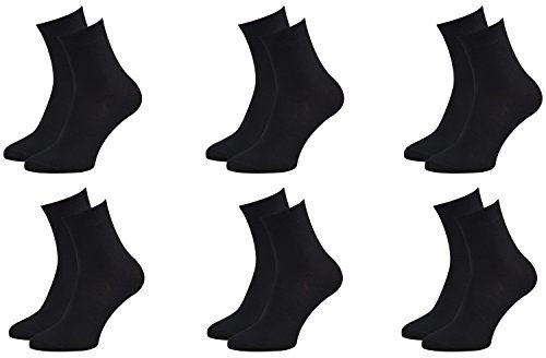 Rainbow Socks - Femme Homme Chausettes Midi en Bambou - 6 Paire - Noir - Taille 42-43