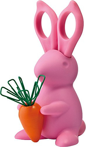 Unbekannt Schere und Büroklammern Halter im Kaninchen Design Kunststoff Rosa, Maße: 7,3cm x 8,8cm x 13,9cm, QL10115-PK