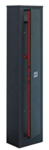 Schranktür mit Tesoretto. Struktur in Stahl Spezial. Schlüssel mit Doppelbartschloss, Dicke Tür 3 mm. Loch von Anker Wand und Boden. 2 Riegel, 1 Ablage.