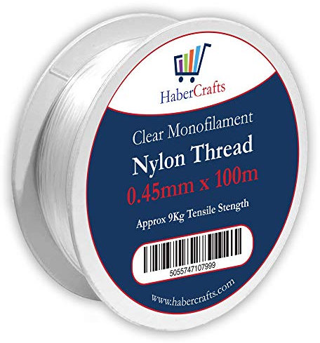 Filo di Nylon Trasparente da 0,45 mm, Invisibile, Non Elasticizzato, per Appendere Decorazioni, Artigianato, Feste, Palloncini, Archi, Perline e Pesca