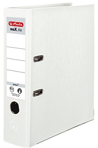 Herlitz 9942681 Ordner maX.file protect A4 8cm weiß, PP-Kunststoffbezug/Papier hellgr.besch. (8, weiß)
