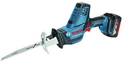 Bosch Professional 06016A5002 Sega Universale a Batteria GSA 18V-Li Compact, 2 Batterie 5.0 Ah, Caricabatterie, 3 Lame per Sega, Profondità di Taglio in Legno/Aacciaio: 200/16 mm, 0 watts, 18 volts, Multicolore