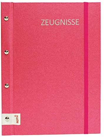 ROTH Zeugnismappe Metallium mit Buchschrauben - Pink - mit 12 A4 Klarsichthüllen, erweiterbar