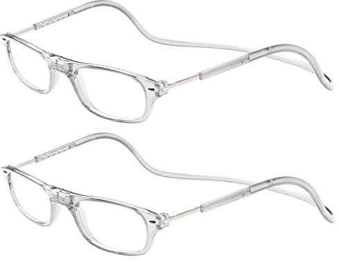 TBOC Pack: Lesebrille Lesehilfe für Herren Damen – (Zwei Einheiten) Dioptrien +1.50 Transparent Fassung Stärke PC Handy Faltbar Frau Mann Magnetverschluss Clip Alterssichtigkeit Presbyopie