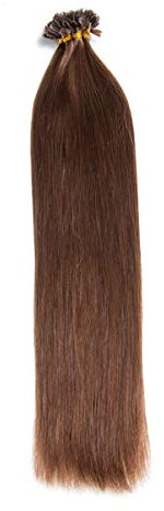 Schokobraune Keratin Bonding Extensions 100% Remy Echthaar Human Hair - 150x 1g 45cm Glatte Strähnen - Lange Haare mit Keratin Bondings U-Tip Haarverlängerung Haarverdichtung-Farbe:#4 Schokobraun