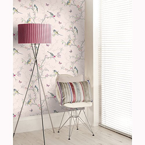 World of Wallpaper Phoebe Birds Wallpaper (Blush Pink)