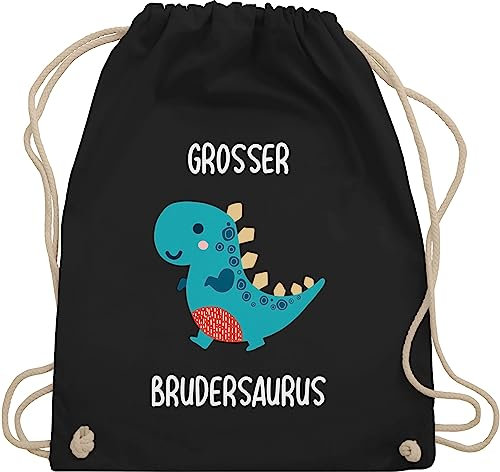 Turnbeutel Rucksack - Bruder - Taschen - Großer Brudersaurus - Unisize - Schwarz - geschenk für geschwisterkinder grosser brother brüder beutel großen big bro baby juterucksack geschwisterkind