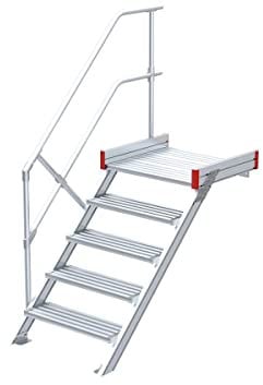 Euroline Podesttreppe 45 Grad, 800 mm Stufenbr., 1 Handl. 1 Geländer - 5 Stufen