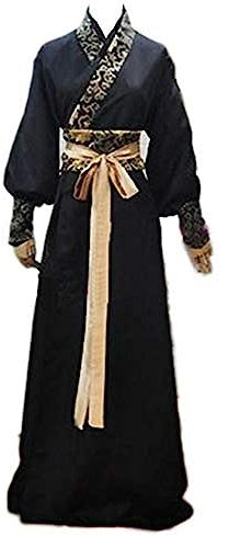 Black Sugar Kimono Japonais Chinois Traditionnel Homme Déguisement Noir Dorée Cosplay Tunique Longue S(36) M(38) L(40) XL(42) XXL(44) 3XL(46) (S)