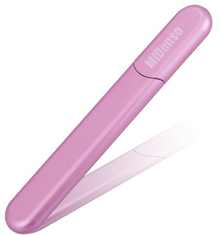 MiDenso Premium Particular Glass Nail File with Case, Both Sided Filer, Crystal Beauty Nail File, Salon Nail Shine Top, Purple
