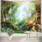 LB Grüner Wald Wandteppich 150x130cm Wunderland-Pilz,Baum,Märchen Wandbehang Tapisserie für Wohnzimmer Schlafzimmer Wohnheim Wand Dekor,Party Hintergrund
