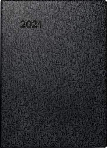 Brunnen 1073690901 Taschenkalender Modell 736, 1 Seite = 1 Tag, 10 x 14 cm, Kunststoff-Einband schwarz, kariertes Kalendarium 2021