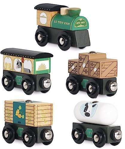 Le Toy Van Childrens Green Goods Train | Classic Wooden Set for Toddlers Ethically Made and as A Gift | Suitable for Ages 3+, Green Train - Compatible with train sets