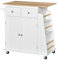 HOMCOM Kitchen Island on Wheels, Mobile Storage Trolley, Rolling Kitchen Cart with Rubber Wood Top, 2-Door Cabinets, 2 Drawers, Adjustable Shelf, 3-Tier Spice Rack, Drawers