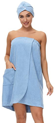 Ensemble de peignoirs de spa pour femmes, serviette de bain réglable sans bretelles de couleur unie, peignoirs en microfibre douce et bandeau pour piscine, douche spa de plage
