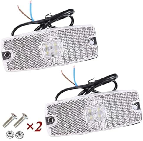 ETUKER 2*Trailer Front Positionsleuchten weiß, Seitenmarkierungsleuchten,LED LKW-Seitenblinker Helle Lampen Umrissleuchten mit Reflektor für Caravan Trailer Van LKW ECE-geprüft (weiß)