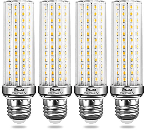 WEDNA 20W E27 LED Mais Glühbirnen, 3000K Warmweiß 2565Lm, E27 Edison-Schraube Birnen, ersetzt 150W Glühbirnen, AC180-260V, Nicht dimmbar, 4er-Pack
