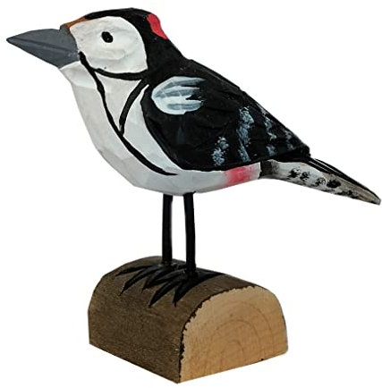 your castle Dekovogel Holzvogel Specht Buntspecht handgearbeitet aus Lindenholz in Geschenkbox 12 x 9cm