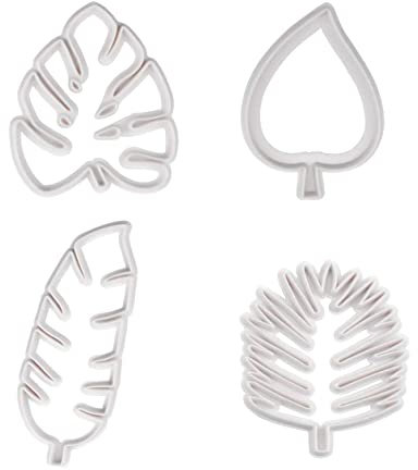 Binnan 4pcs Moules Pâtisserie en Plastique, Emporte Pièces Feuille Tropicales, pour Les Biscuits Les Pâtes à Sucre Les Gâteaux