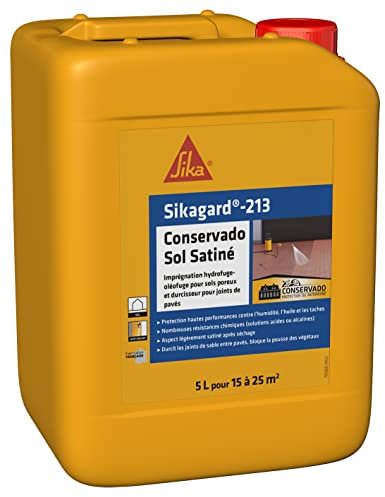 SIKA - Imprégnation hydrofuge et oléofuge pour sols poreux et durcisseur pour joints entre pavés - Sikagard 213 Conservado Sol Satiné - Extérieur - Multisupports - Prêt à l'emploi - 5L