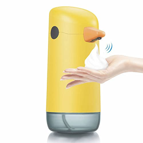 LANMOU Badezimmer Automatische Seifenspender, Cartoon Gelb Ente Kinder Berührungslose Seifenspender 220ml Infrarot Sensor Schaumseife Dispenser für Küchen und Toilette