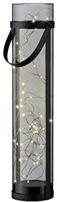 Lumineo Tall Smoke Grey Garden Solar Lantern with Warm White LEDs Hanging Garden Light Filled with 50 Micro LED Wire Lights (897796)