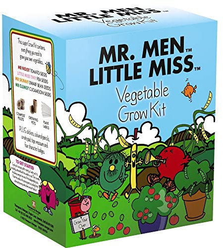 Gift Mr Men and Little Miss Vegetable Grow Kit for Kids Contains All You Need Easy to Grow Your Own Garden Vegetables Contains Four Seed Packs Plus Compost Pots Labels Stickers by Thompson and Morgan