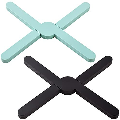 Newk Rutschfeste, faltbare Silikon-Untersetzer für heiße Gerichte, 2 Packungen Öko-erweiterbarer Silikon-Topflappen, Hot Pad, faltbares Kreuz-Design