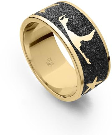 DUR Schmuck: Ring, Nachtring Sylt, mit Lavasand, 925er Sterlingsilber, gelbgold vergoldet, R4881 RingSize 52 (16.6)