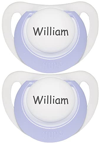 Namensschnuller, personalisiert auf Schnullern von Nuk, Silikon. Größe 1, 0-6 Monate, 2 Stück, Schnuller mit Namen, Nuckel, Junge, BPA-frei Schnuller, Made in Denmark, Graviert